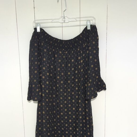 Ryan Michelle Women's Off Shoulder Bell Sleeve Midi Floral Boho Dress Size 4 - Picture 2 of 7